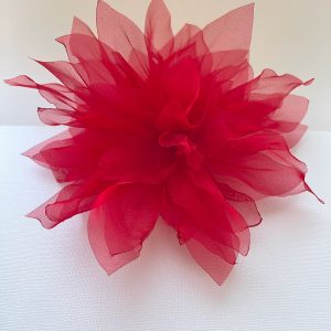 Handmade fabric red flower brooch pin