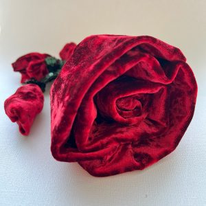 Handmade fabric red velvet flower brooch pin