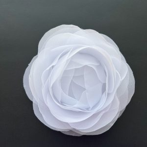 Handmade fabric white flower brooch pin