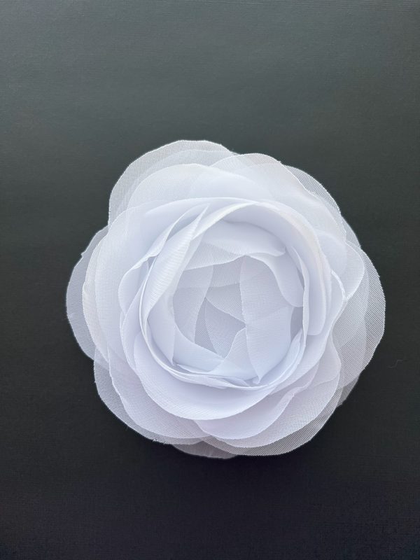 Handmade fabric white flower brooch pin